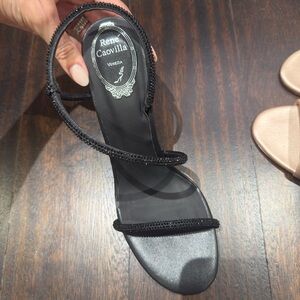 Rene Caovilla Black Beaded Sandals